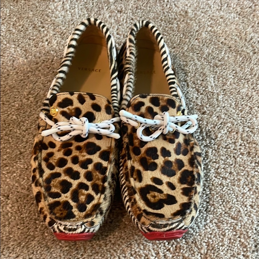 Versace Leopard Print Loafers